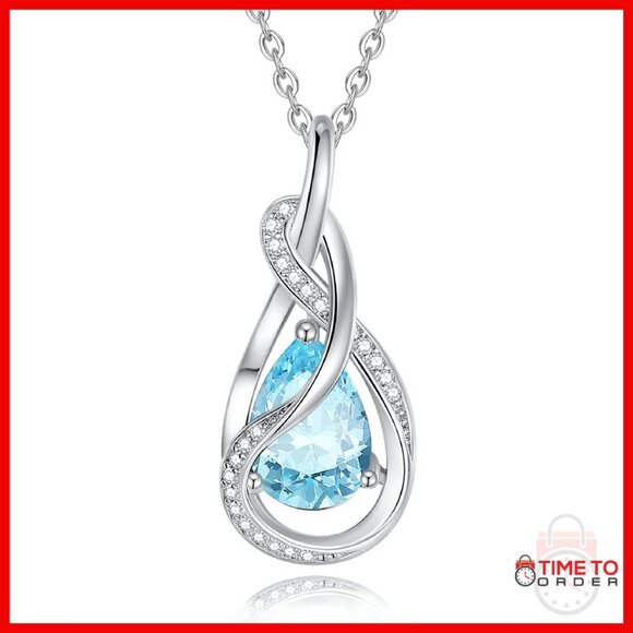 Sterling Silver Birthstone Necklace White Gold Plated Adjustable Chain Pendant